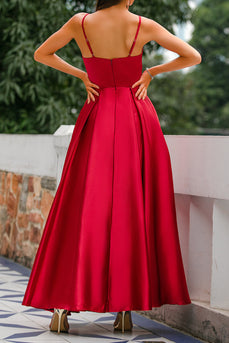 Burgundy Satin Prom Dress