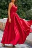 Load image into Gallery viewer, Burgundy Satin Prom Dress