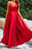 Load image into Gallery viewer, Burgundy Satin Prom Dress