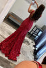 Load image into Gallery viewer, Orange Sparkly Deep V Neck Sequin Mermaid Prom Dress