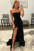 Load image into Gallery viewer, Sparkly Black Sequins Long Prom Dress with Slit_1