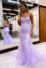 Load image into Gallery viewer, Purple Strapless Prom Dress with Appliques_2