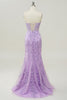 Load image into Gallery viewer, Light Purple Sweetheart Lace-Up Long Mermaid Prom Dress with Appliques