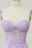 Load image into Gallery viewer, Purple Strapless Prom Dress with Appliques