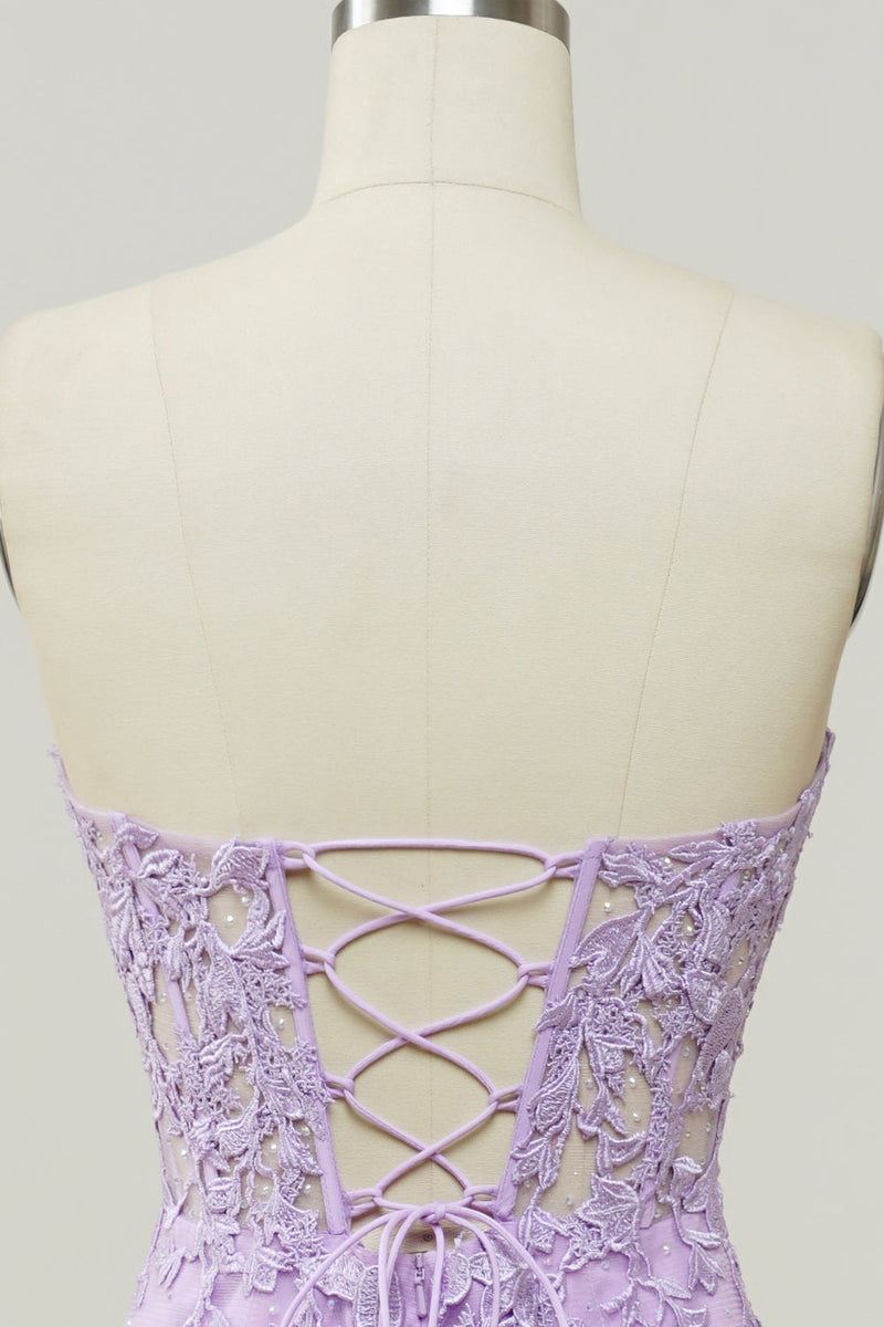 Load image into Gallery viewer, Purple Strapless Prom Dress with Appliques_6