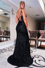 Load image into Gallery viewer, Sparkly Mermaid Black Stars Sequins Prom Dress