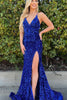 Load image into Gallery viewer, Gold Mermaid Sequin Prom Dress with Slit