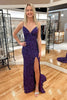 Load image into Gallery viewer, Fuchsia Sequin Mermaid Long Prom Dress