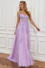 Load image into Gallery viewer, Purple Off the Shoulder Long Prom Dress with Appliques