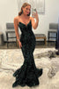 Load image into Gallery viewer, Sparkly Dark Green Sequins Mermaid Sweetheart Long Prom Dress