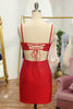 Load image into Gallery viewer, Glitter Red Sequins Lace-Up Tight Short Party Dress