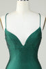 Load image into Gallery viewer, Sheath Spaghetti Straps Dark Green Short Prom Dress with Beading