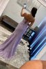 Load image into Gallery viewer, Purple Corset Sweetheart Long Lace Prom Dress with Slit