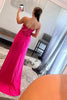 Load image into Gallery viewer, Sparkly Hot Pink Corset Long Prom Dress with Slit