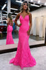 Load image into Gallery viewer, Sparkly Mermaid Backless Hot Pink Sequins Long Prom Dress