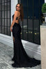 Load image into Gallery viewer, Mermaid Black Halter Long Prom Dress with Slit