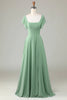 Load image into Gallery viewer, Square Neck Matcha Bridesmaid Dress with Ruffles