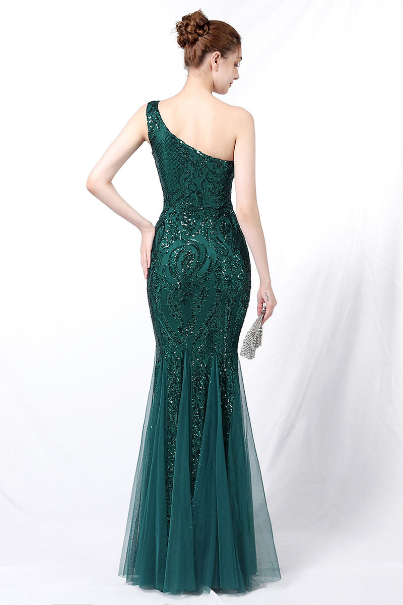 Load image into Gallery viewer, Mermaid One Shoulder Prom Dress with Appliques