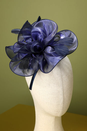 1920s Blue Organza Beaded Headband