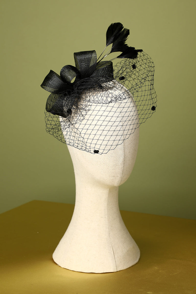 Load image into Gallery viewer, Black 1920s Feather Headband