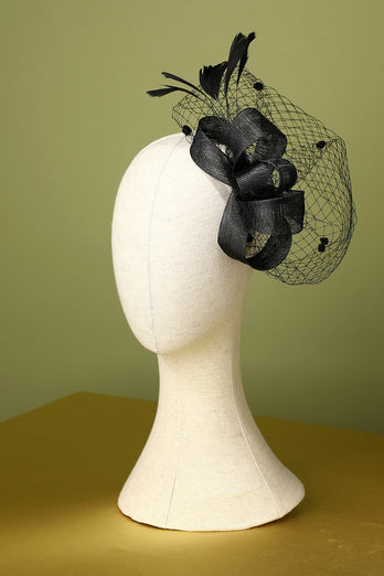 Black 1920s Feather Headband