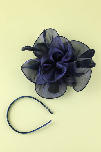 1920s Blue Organza Beaded Headband