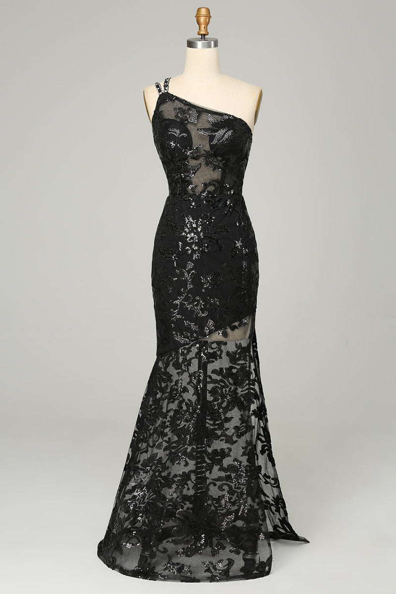 Load image into Gallery viewer, Sheath One Shoulder Lace Prom Dress