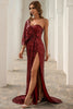 Load image into Gallery viewer, One Shoulder Sequins Prom Dress