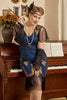 Load image into Gallery viewer, Blue Fringes Sequin Plus Size 1920s Dress