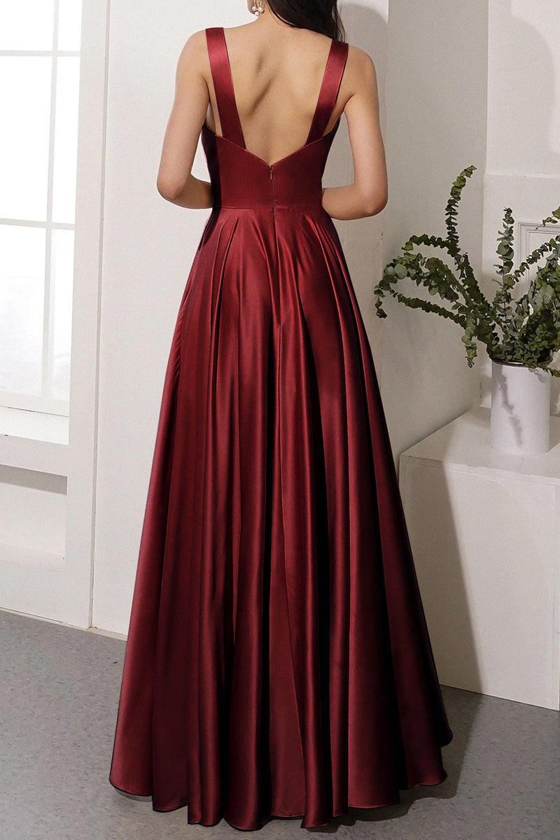 Load image into Gallery viewer, Satin Long Prom Party Dress With Slit