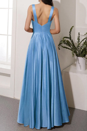 Satin Long Prom Party Dress With Slit