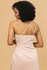 Load image into Gallery viewer, Blush Satin Mermaid One Shoulder Long Bridesmaid Dress with Slit