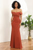 Load image into Gallery viewer, Terrocotta Mermaid Long Chiffon Bridesmaid Dress