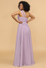 Load image into Gallery viewer, Lilac A Line One Shoulder Long Chiffon Bridesmaids Dress with Ruffles