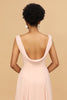 Load image into Gallery viewer, A Line V Neck Blush Chiffon Long Bridesmaid Dress