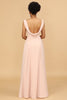 Load image into Gallery viewer, A Line V Neck Blush Chiffon Long Bridesmaid Dress