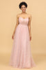 Load image into Gallery viewer, A Line Spaghetti Straps Blush Long Bridesmaid Dress