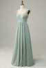 Load image into Gallery viewer, A Line Dusty Sage Ruffles Bridesmaid Dress