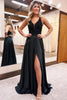 Load image into Gallery viewer, Sparkly Black A-Line Long Prom Dress with Pockets