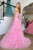 Load image into Gallery viewer, Light Pink Tulle Tiered A-Line Long Prom Dress