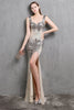 Load image into Gallery viewer, Gold Mermaid Sequin V Neck Prom Dress