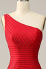 Load image into Gallery viewer, One Shoudler Red Long Prom Dress with Beading