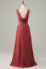 Load image into Gallery viewer, V Neck Desert Rose Sleeveless Chiffon Long Bridesmaid Dress