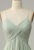 Load image into Gallery viewer, Spaghetti Straps Sleeveless Dusty Sage Bridesmaid Dress