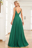 Load image into Gallery viewer, A Line Spaghetti Straps Dark Green Long Bridesmaid Dress