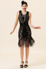 Load image into Gallery viewer, Black V Neck Sequin 1920s Flapper Dress