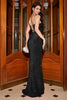 Load image into Gallery viewer, Sparkly Black Mermaid Spaghetti Straps Sequin Long Prom Dress With Split