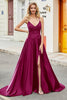 Load image into Gallery viewer, Fuchsia A Line Spaghetti Straps Long Prom Dress with Appliques