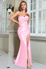 Load image into Gallery viewer, Fuchsia Mermaid Spaghetti Straps Long Prom Dress With Slit