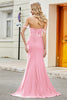 Load image into Gallery viewer, Fuchsia Mermaid Off The Shoulder Long Prom Dress with Sequins